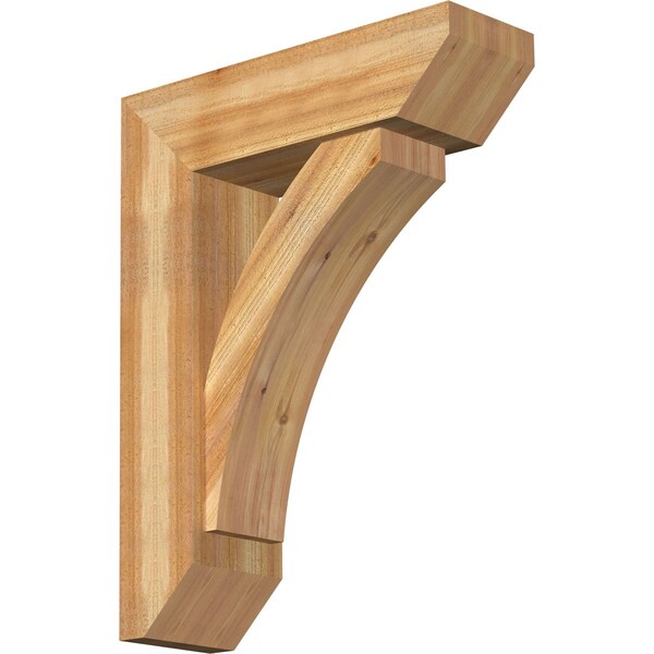 Ekena Millwork Thorton Slat Rough Sawn Bracket w/ Offset Brace, Western Red Cedar, 8"W x 26"D x 34"H BKT0806X26X34THR06RWR - main